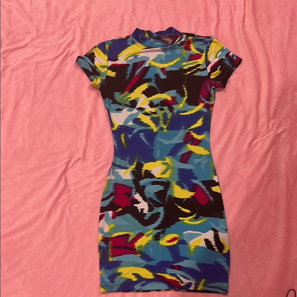 Multicolor Abstract Print Women's Dress